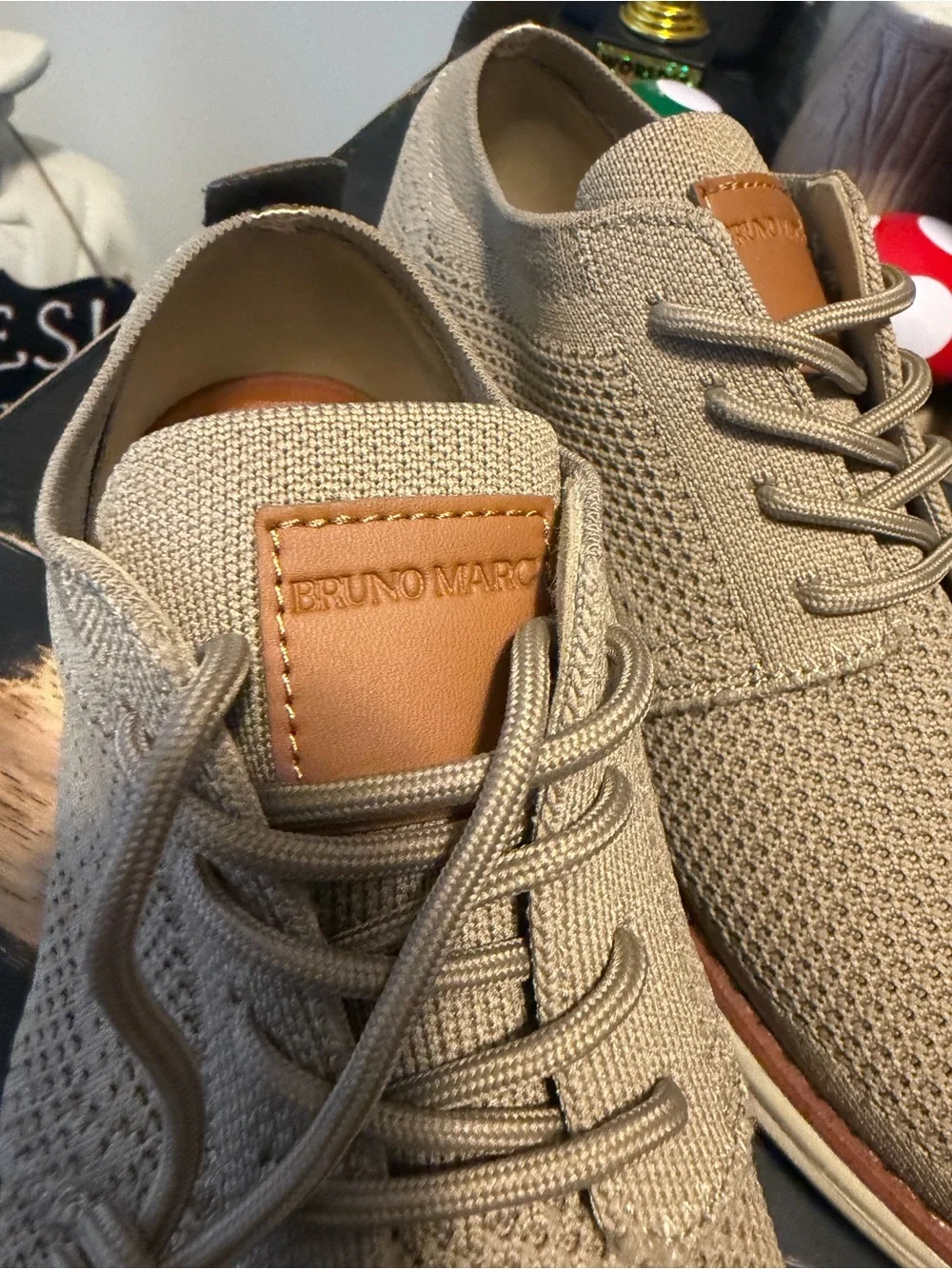 Men's Bruno Marc Knit Casual Lace-Up Shoes - Beige 8.5 men’s